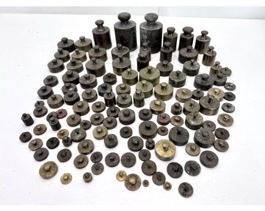 Konvolut Antik Messing Gewichte Apotheker Waage Vintage gepunzt 8,7kg #9446