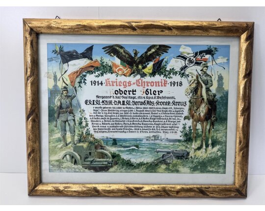 Antik Kriegs-Chronik 1914 1918 Weltkrieg WW1 Soldat Auszeichnung Andenken #9522