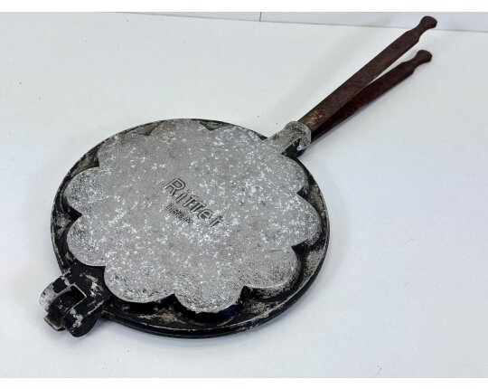 Altes antikes Waffeleisen Aluminium Küchenhexe Shabby Landhaus Vintage #9843