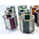 12x Antik Vintage Teelicht Windlicht Kerzenhalter Jugendstil Buntglas Deko #9963