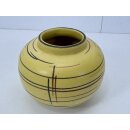 Vintage Keramik Vase Kugelvase Gelb Linien Dekor Mid...